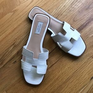 Steven New York (Steve Madden sister brand) white croc slides, size 8.5